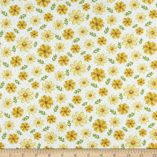 Bee You! Tossed Daisies Cream Shelly Comiskey Henry Glass Cotton Fabric