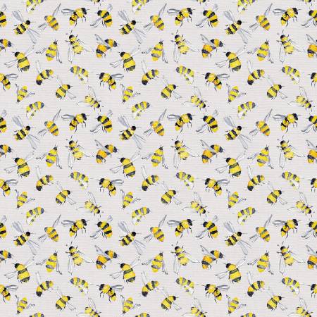 Bee's Buzz Yellow Beige Sweet Sour Food Drink Elena Fay Paintbrush Studio Cotton Fabric