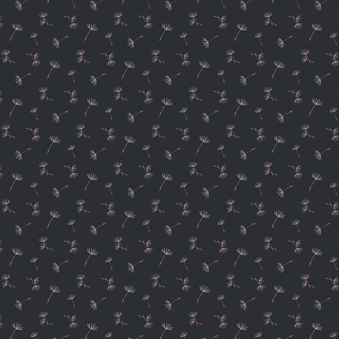 Beecroft Dandelion Seed Toss Charcoal Black Deborah Edwards Northcott Cotton Fabric