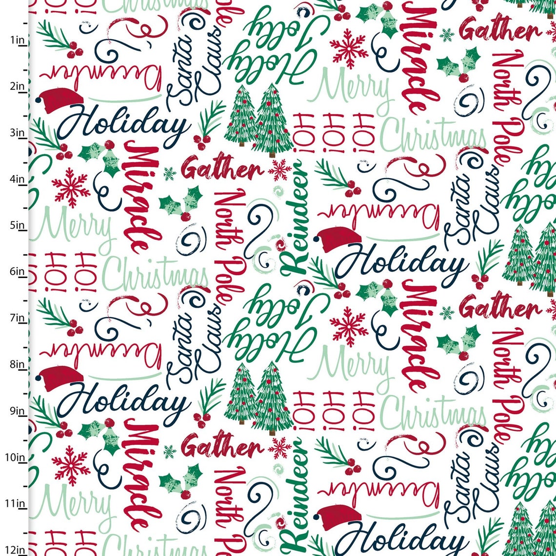 Believe Holiday Words White Beth Albert 3 Wishes Cotton Fabric