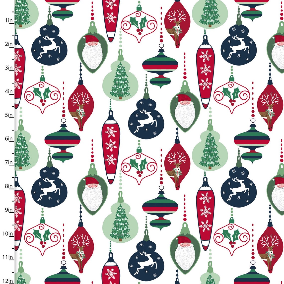 Believe Ornaments White Beth Albert 3 Wishes Cotton Fabric