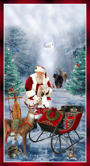 Believe Santa Claus Panel 24" Red Robert Giordano Henry Glass Cotton Fabric HG-1881P-88