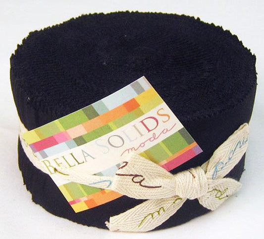 Bella Solids Black 2.5" Jelly Roll Moda Cotton Fabric