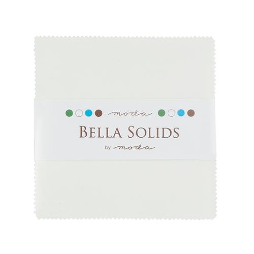 Bella Solids White 5" Squares Charm Pack Moda Cotton Fabric