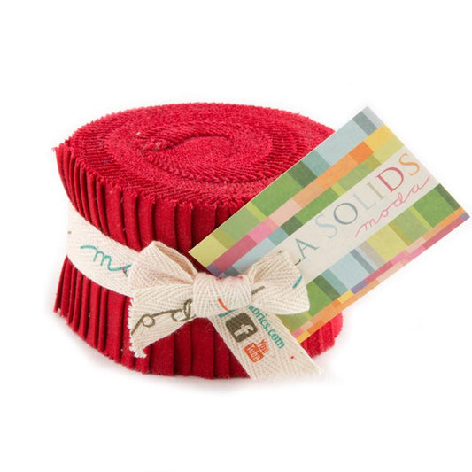 Bella Solids Red 2.5" Junior Jelly Roll Moda Cotton Fabric