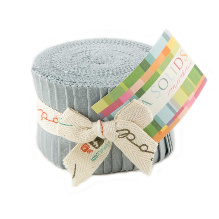 Bella Solids Silver 2.5" Junior Jelly Roll Moda Cotton Fabric