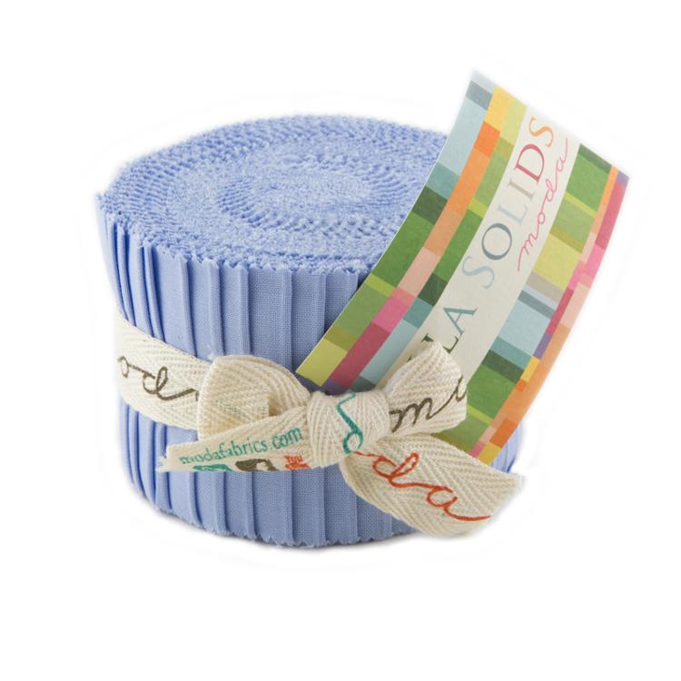 Bella Solids Baby Blue Junior Jelly Roll 2.5" Strips 20pcs Moda Fabrics Cotton Fabric MD-9900JJR-32