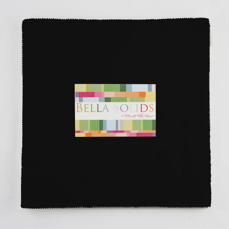 Bella Solids Black 10" Squares Junior Layer Cake Moda Cotton Fabric MD-9900JLC-99
