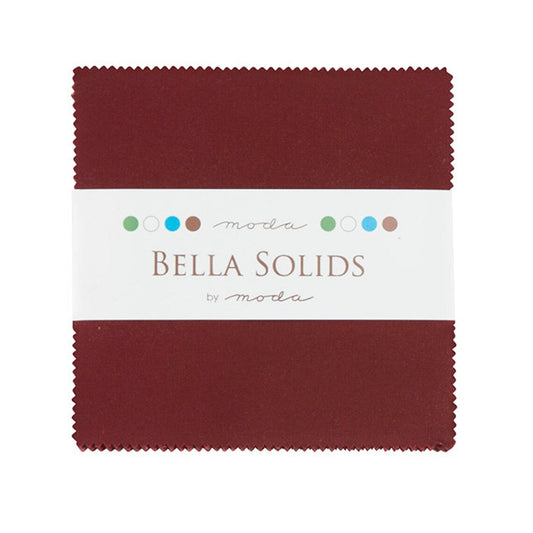 Bella Solids Burgundy 5" Squares Charm Pack 42pcs Moda Cotton Fabric MD-9900PP-18