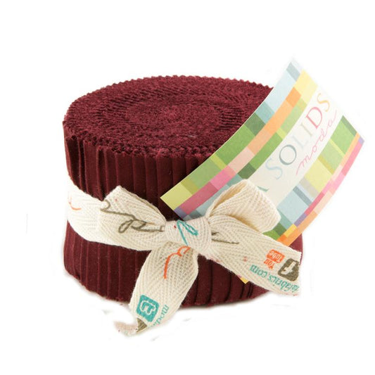 Bella Solids Burgundy 2.5" Junior Jelly Roll by Moda Cotton Fabric MD-9900JJR-18