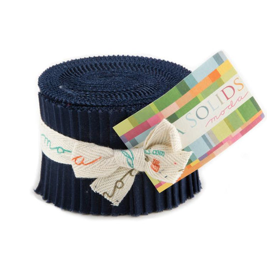 Bella Solids Navy 2.5" Junior Jelly Roll by Moda Cotton Fabric MD-9900JJR-20