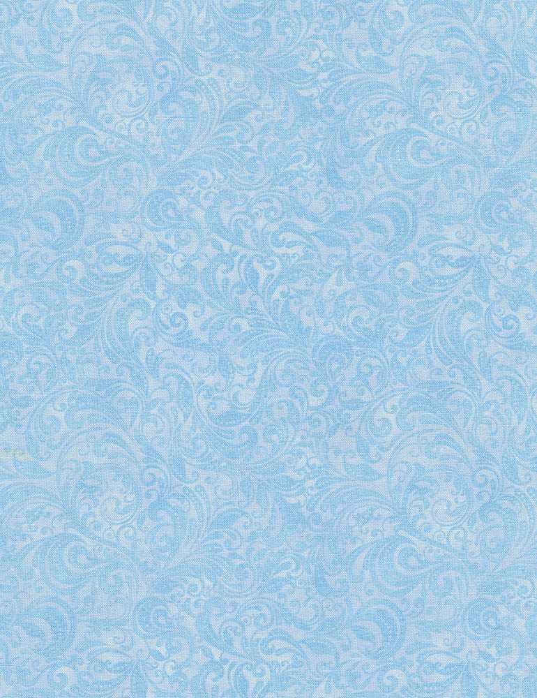 Belle Delicate Filigree Sky Blue Timeless Treasures Cotton Fabric