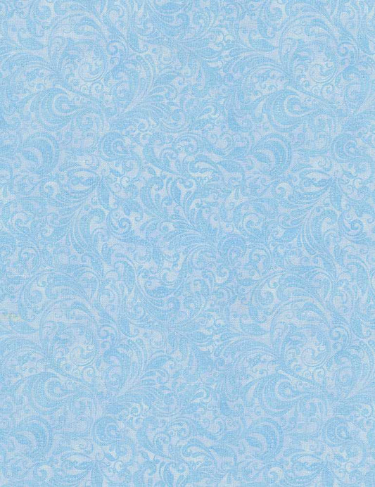 Belle Delicate Filigree Sky Blue Timeless Treasures Cotton Fabric