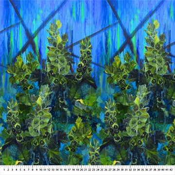 Bells of Ireland Foxglove Floral Denim Frond Design Studios Northcott Cotton Fabric NC-40216-44