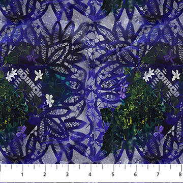 Bells of Ireland Irish Lace Grey Purple Frond Design Studios Northcott Cotton Fabric NC-40217-85