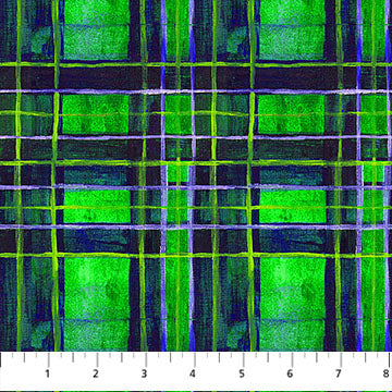 Bells of Ireland Tartan Emerald Green Frond Design Studios Northcott Cotton Fabric NC-40220-72