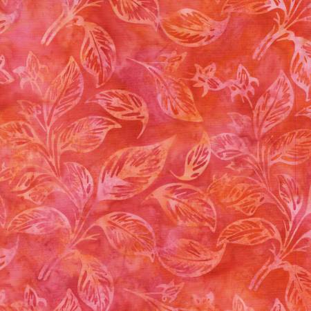 Berry Crush Leaves and Buds Multi Orange Pink Jerry Khiev Island Batik Cotton Fabric IB-712541872