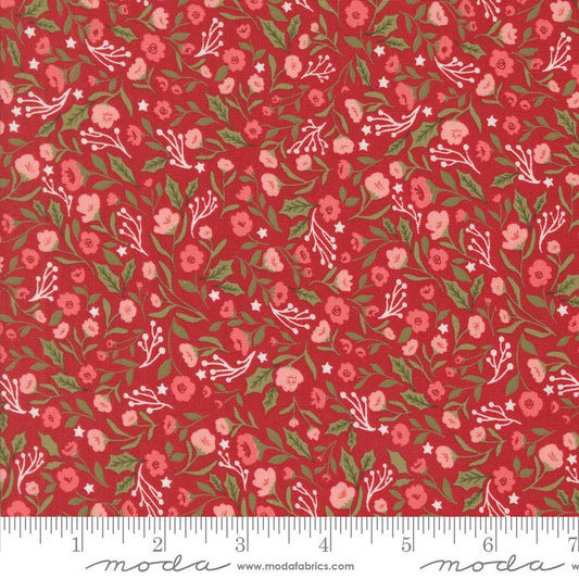 Berry and Pine Christmas Posies Florals Cranberry Red Lella Boutique Moda Cotton Fabric MD-5241-14