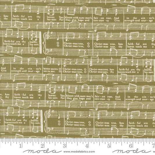 Berry and Pine O Christmas Tree Text and Words Music Notes Sage Light Green Lella Boutique Moda Cotton Fabric MD-5244-12
