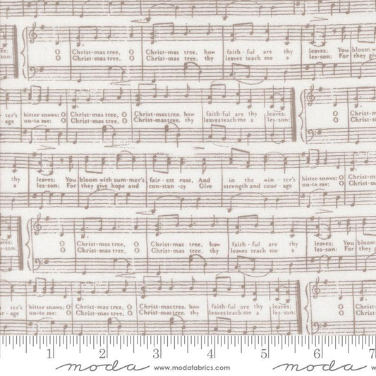 Berry and Pine O Christmas Tree Text and Words Music Notes Snow Grey Lella Boutique Moda Cotton Fabric MD-5244-11