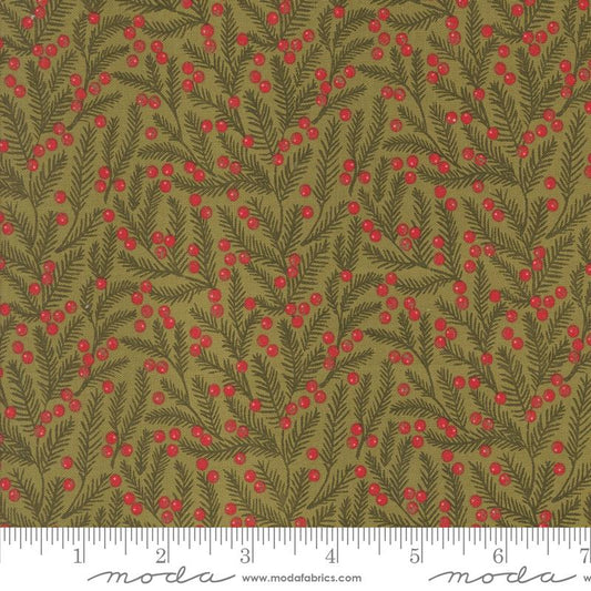 Berry and Pine Needles Blenders Sage Light Green Lella Boutique Moda Cotton Fabric MD-5243-12