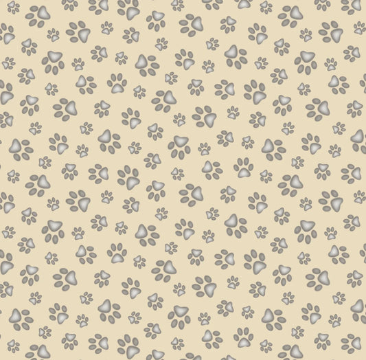 Bestfriend Paws Beige Elizabeth's Studio Cotton Fabric ES-181-FLAX