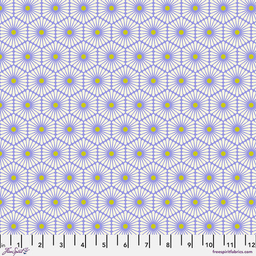 Besties Daisy Chain Bluebell Blue Metallic Tula Pink Free Spirit Cotton Fabric