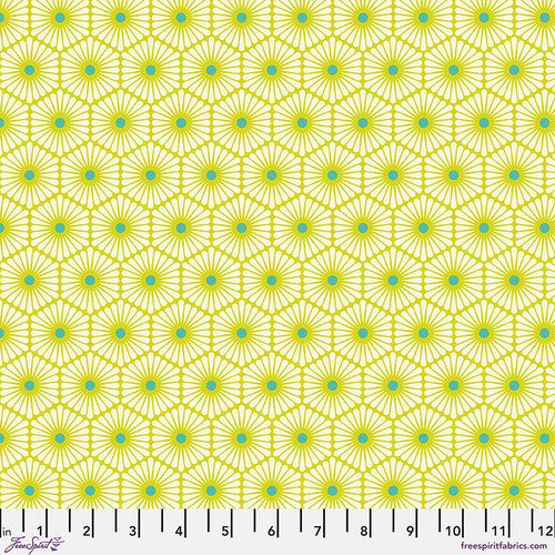 Besties Daisy Chain Clover Yellow Tula Pink Free Spirit Cotton Fabric