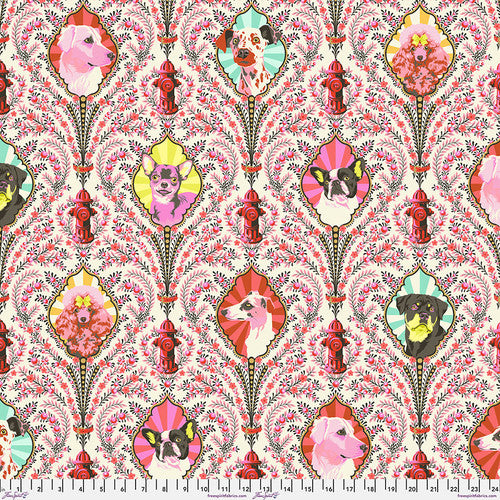 Besties Puppy Dog Eyes Blossom Pink Metallic Tula Pink Free Spirit Cotton Fabric