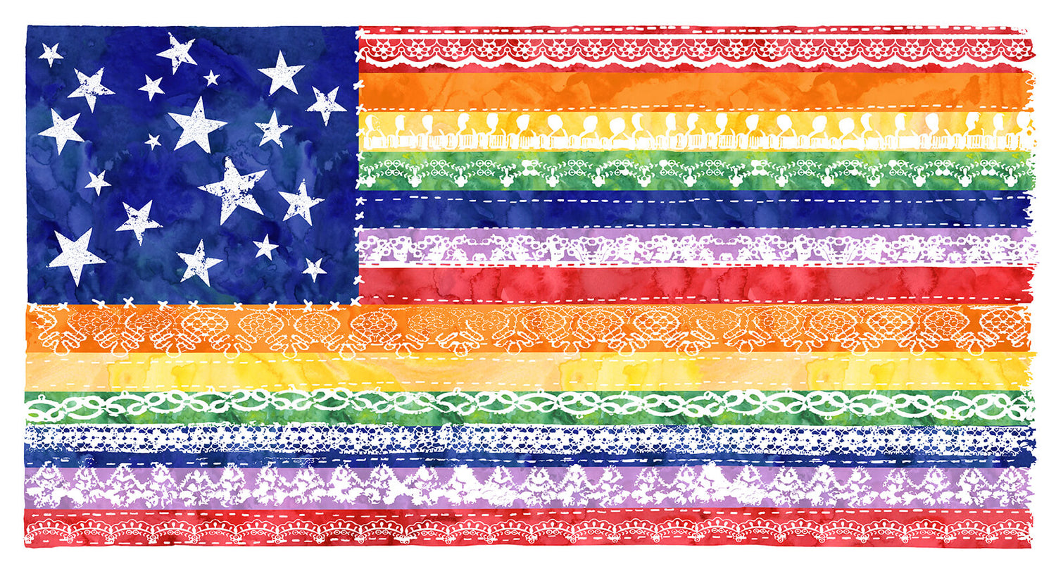 Better Together Rainbow Flag Panel 24"Ã—44" Navy Erica Billups Blank Quilting Cotton Fabric BQ-2214P-77 | US Fabric Shop