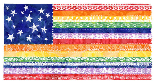 Better Together Rainbow Flag Panel 24"×44" Navy Erica Billups Blank Quilting Cotton Fabric