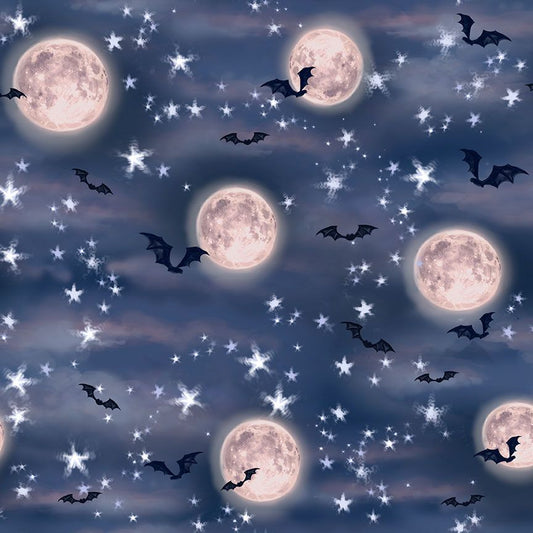 Bewitched Bats in the Night Sky Night Dona Gelsinger Timeless Treasures Cotton Fabric TT-Dona-CD3232-Night