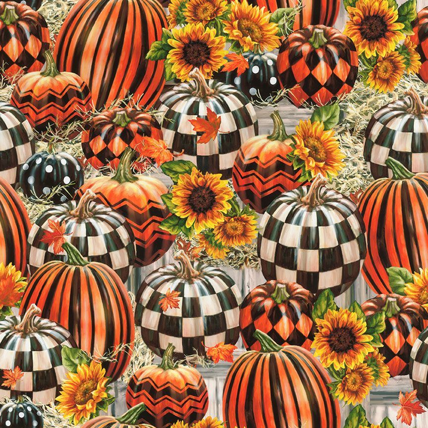 Bewitched Plaid & Stripe Pumpkin Pumpkin Orange Dona Gelsinger Timeless Treasures Cotton Fabric TT-Dona-CD3231-Pumpkin