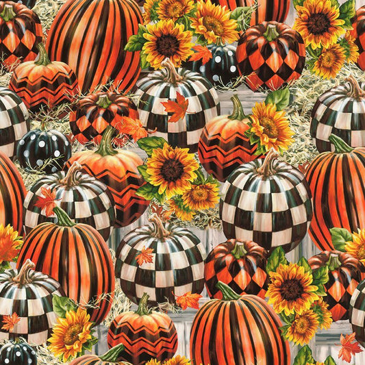 Bewitched Plaid & Stripe Pumpkin Pumpkin Orange Dona Gelsinger Timeless Treasures Cotton Fabric TT-Dona-CD3231-Pumpkin
