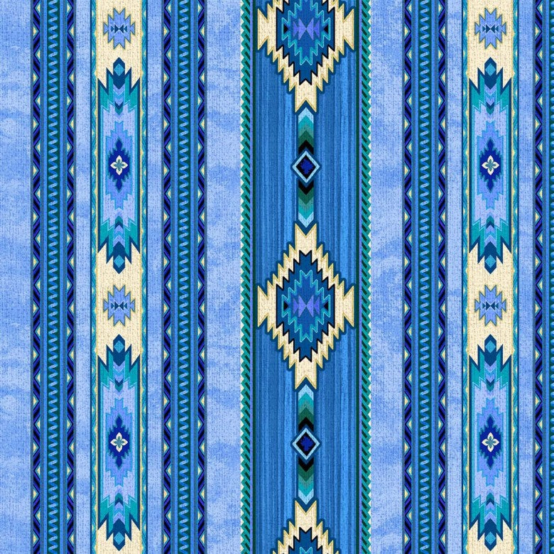 Big Sky Country Saddle Rug Sky Blue Southwest Michael Miller Cotton Fabric