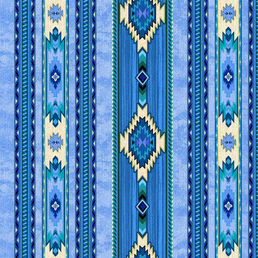 Big Sky Country Saddle Rug Sky Blue Southwest Michael Miller Cotton Fabric