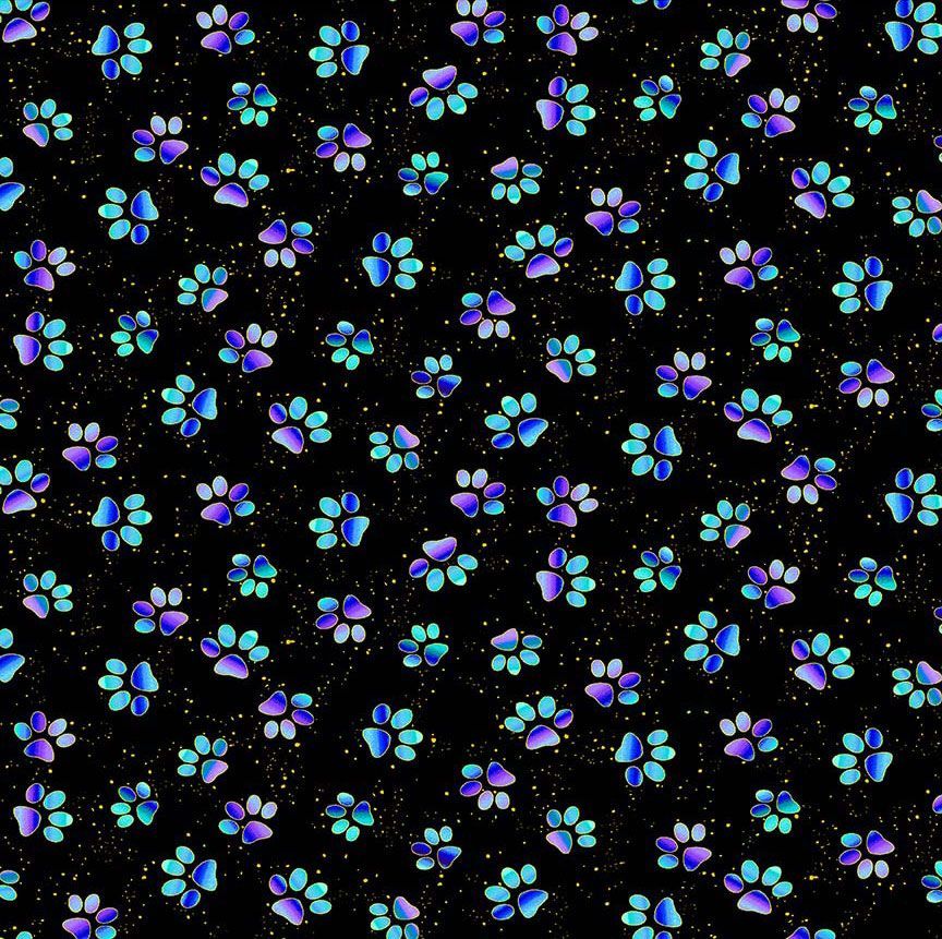 Bijoux Metallic Paw Prints Black Chong-A-Hwang Timeless Treasures Cotton Fabric