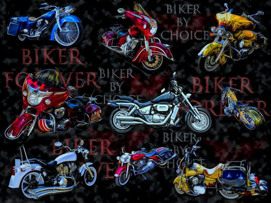 Biker by Choice Biker Forever Multi David Textiles Cotton Fabric DT-AL-3765-9C