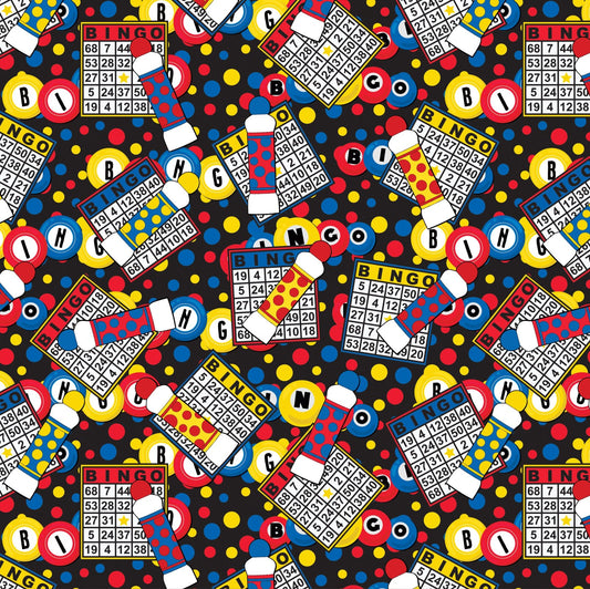 Bingo Day Black David Textiles Cotton Fabrics DT-DX-6316-4C-1