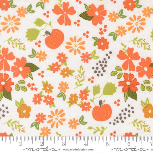 Birch & Willow Pumpkin Patch Florals Cloud White Sherri & Chelsi Moda Cotton Fabric MD-37720-11
