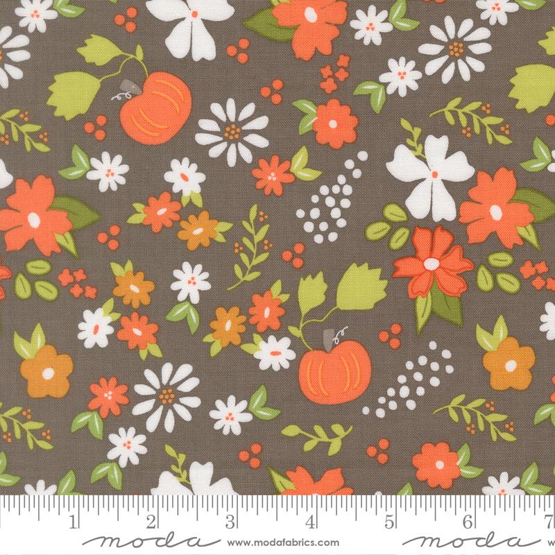 Birch & Willow Pumpkin Patch Florals Slate Grey Sherri & Chelsi Moda Cotton Fabric MD-37720-17