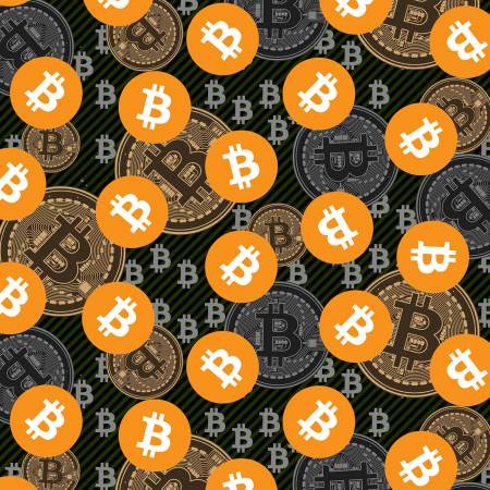 Bitcoin Allover Sykel Cotton Fabric