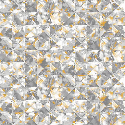 Black, White 24 Karat Marble Mosaic White Color Principle Henry Glass Cotton Fabric