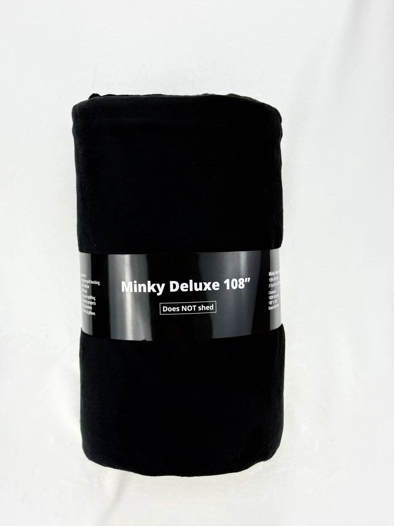 Black Solid Minky Deluxe 3YD Precut 108" Wideback Sykel Enterprises Polyester Fabric SYK-1394-3YD-BLACK