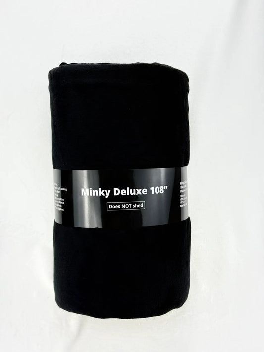 Black Solid Minky Deluxe 3YD Precut 108" Wideback Sykel Enterprises Polyester Fabric SYK-1394-3YD-BLACK