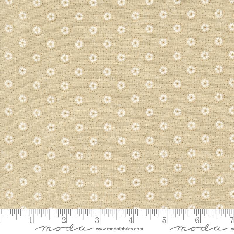 Blackbirds Nest Daisies and Dots Small Floral Tan Tonal Beige Kansas Troubles Quilters Moda Cotton Fabric