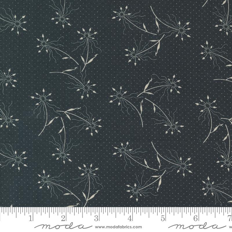 Blackbirds Nest Dandelions Florals Dots Black Kansas Troubles Quilters Moda Cotton Fabric