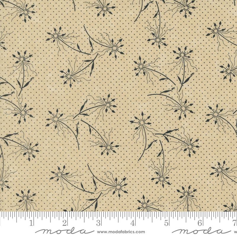 Blackbirds Nest Dandelions Florals Dots Tan Beige Kansas Troubles Quilters Moda Cotton Fabric