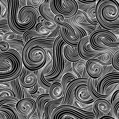 Just Color! Blackboard Black White Swirl Studio E Cotton Fabric