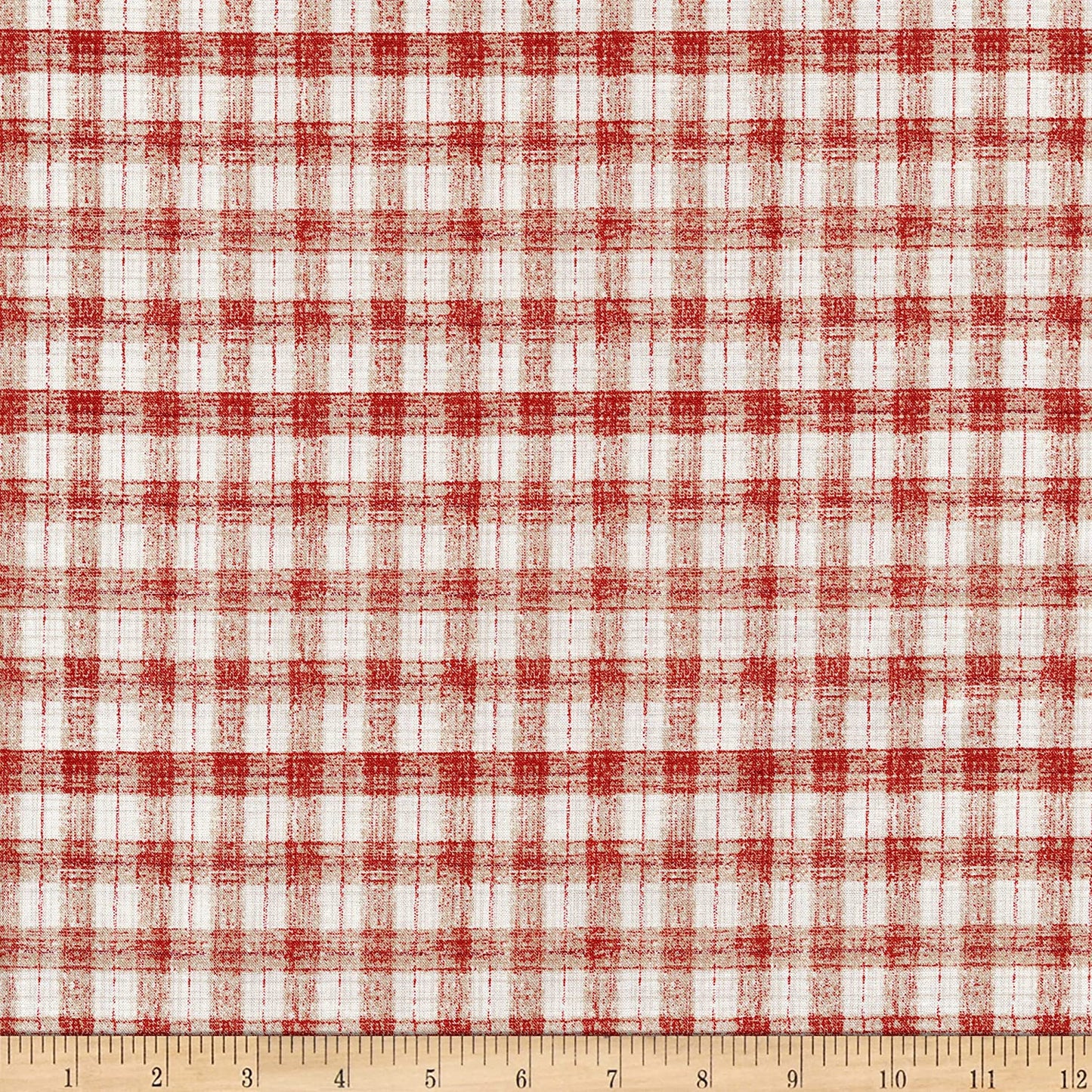 Blessings of Home Monotone Checks Light Red Cream Henry Glass Cotton Fabric